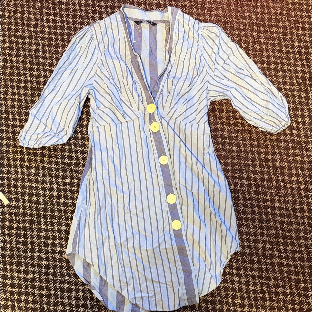 Zara Blue and White Striped Dress